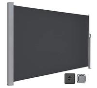 LARMNEE Store Latéral 180 x 350 cm, Brise-Vue Rétractable, Auvent extérieur, Résistant aux Intempéries, avec Fixation au Sol, pour Jardin, Terrasse, Piscine, Gris Anthracite EBK1835TBP02