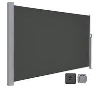 LARMNEE Store Latéral 180 x 400 cm, Brise-Vue Rétractable, Auvent extérieur, Résistant aux Intempéries, avec Fixation au Sol, pour Jardin, Terrasse, Piscine, Gris foncé EGY184TBP02