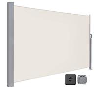 LARMNEE Store Latéral 180 x 450 cm, Brise-Vue Rétractable, Auvent extérieur, Résistant aux Intempéries, avec Fixation au Sol, pour Jardin, Terrasse, Piscine, Beige EBE1845TBP02