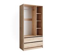 L'armoire Elmo, 100x200cm avec 2 tiroirs, Sonoma, Vicco 49517