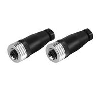 Laroal Connecteur de prise M12 2 pièces 5 broches A codé connecteur rond droit connecteur rond industriel pour utilisation en extérieur
