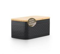 LARS NYSØM Boîte à Pain I Boite a Pain pour Une fraîcheur Durable avec patins antidérapants I Couvercle en Bambou utilisable comme Planche à découper | 34,5x18,5x15,8cm (Carbon Black)