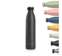 LARS NYSØM Bouteille en acier inoxydable | Bouteille d'eau isotherme sans BPA | Bouteille d'eau anti-gaspillage pour le sport, le vélo, le chien, le bébé, les enfants 750ml Onyx Black