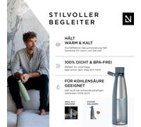 LARS NYSØM Bouteille en acier inoxydable | Bouteille isotherme sans BPA | Bouteille anti-fuites pour le sport, le vélo, les chiens et les enfants, 750 ml, Blue Stone