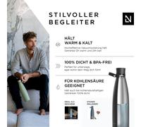 LARS NYSØM Bouteille en acier inoxydable | Bouteille isotherme sans BPA | Bouteille anti-fuites pour le sport, le vélo, le chien, les enfants, 1000 ml, Onyx Black
