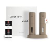 LARS NYSØM Coffret Cadeau Moulins Électriques à Épices 2 pots Sel et Poivre | Coffret Cadeau avec Sel et Poivre Moulins Électriques - Broyeur Céramique - 2 Pots Épices Sel et Poivre - Jolie Boîte Cadeau