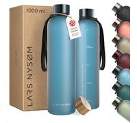 LARS NYSØM Gourde 1l | Bouteille d'eau 1000ml | Gourde de sport ultralégère en Tritan | Idéal pour le sport, le bureau, le yoga| 2 couvercles inclus (Calypso Blue, 1000ml)