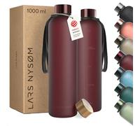 LARS NYSØM Gourde 1l | Bouteille d'eau 1000ml | Gourde de sport ultralégère en Tritan | Idéal pour le sport, le bureau, le yoga| 2 couvercles inclus (Berry Red, 1000ml)