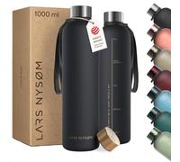 LARS NYSØM Gourde 1l - Bouteille d'eau - Tritan Gourde Sport Ultralégère | Bouteille d'eau en Tritan - 2 Couvercles Inclus - Idéal pour le Sport le Bureau le Yoga - Sangle de Transport Ergonomique