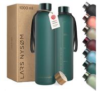 LARS NYSØM Gourde 1l - Bouteille d'eau - Tritan Gourde Sport Ultralégère | Bouteille d'eau en Tritan - 2 Couvercles Inclus - Idéal pour le Sport le Bureau le Yoga - Sangle de Transport Ergonomique