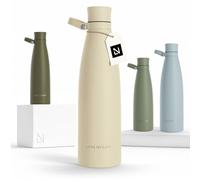 LARS NYSØM Bouteille en acier inoxydable | Bouteille isotherme sans BPA | Bouteille d'eau anti-fuites pour le sport, le vélo, le chien, les enfants, 1000 ml, couleur Buttercream