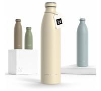 LARS NYSØM Gourde INOX 1000ml | 1L Bouteille d’eau isolée | Gourde étanche pour Le Sport, la Bicyclette (Almond Beige, 1000ml)
