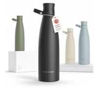 LARS NYSØM Bouteille en acier inoxydable | Bouteille isotherme sans BPA | Bouteille anti-fuites pour le sport, le vélo, le chien, les enfants, 1000 ml, Onyx Black
