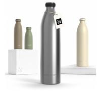 LARS NYSØM Gourde INOX 1500ml | 1.5L Bouteille d’eau isolée | Gourde étanche pour Le Sport, la Bicyclette (Stainless Steel, XL 1500ml)