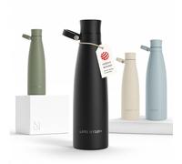 LARS NYSØM Gourde INOX 750ml | 0.75L Bouteille d’eau isolée | Gourde étanche pour Le Sport, la Bicyclette (Carbon Black, 750ml)