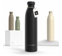 LARS NYSØM Gourde INOX 750ml | 0.75L Bouteille d’eau isolée | Gourde étanche pour Le Sport, la Bicyclette (Carbon Black, 750ml)