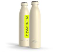 LARS NYSØM Gourde Inox Personnalisée 350 ml, 500 ml, 750 ml, 1L, 1,5L | Bouteille Isotherme pour Boissons Gazeuses avec Gravure | Bouteille d'eau comme Cadeau avec Prénom (Almond Beige, 750ml)