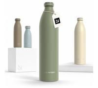 LARS NYSØM Bouteille en acier inoxydable | Bouteille isotherme sans BPA | Bouteille d'eau anti-fuites pour le sport, le vélo, le chien, les enfants, 1500 ml, couleur Sage