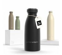 LARS NYSØM Gourde INOX 350ml | 0.35L Bouteille d’eau isolée | Gourde étanche pour Le Sport, la Bicyclette (Carbon Black, 350ml)
