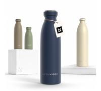LARS NYSØM Gourde Isotherme 500ml - Gourde Inox - Metal Bouteille Isotherme | Bouteille d’eau Isolée - Chaudes 12h et froides 24h - Gourde Étanche pour Le Sport et la Bicyclette - Acier Inoxydable