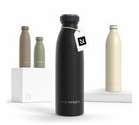 LARS NYSØM Gourde Isotherme 500ml - Gourde Inox - Metal Bouteille Isotherme | Bouteille d’eau Isolée - Chaudes 12h et froides 24h - Gourde Étanche pour Le Sport et la Bicyclette - Acier Inoxydable