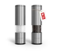 LARS NYSØM Moulin à Sel et à Poivre Set de 2 Manuel avec moulin en céramique réglable de grossier à fin I Set de salieres et poivrieres à épices Design (Stainless Steel)