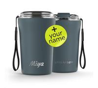 LARS NYSØM Mug à café isotherme à emporter personnalisé 380 ml | Travel mug en acier inoxydable 0,38 L avec gravure | Gobelet isotherme étanche comme cadeau pour hommes et femmes (Stone Blue, 380ml)