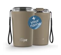 LARS NYSØM Mug à café isotherme à emporter personnalisé 380 ml | Travel mug en acier inoxydable 0,38 L avec gravure | Gobelet isotherme étanche comme cadeau pour hommes et femmes (Taupe Brown, 380ml)