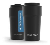 LARS NYSØM Mug à café isotherme à emporter personnalisé 500 ml | Travel mug en acier inoxydable 0,5 L avec gravure | Gobelet isotherme étanche comme cadeau pour hommes et femmes (Carbon Black, 500ml)