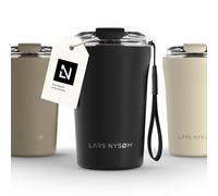 LARS NYSØM Mug Isotherme Cafe 380ml - Tasse Thermique Étanchede de Voyage | Mug Isotherme Cafe to-go avec Sangle et Couvercle en Tritan - Chaude 4h et Froide 8h - Tasse de Voyage en Acier Inoxydable