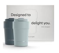 LARS NYSØM Mug Isotherme pour Café Cadeau set de 2 x 380ml Tasses Isotherme | Thermo Coffee Mug to go - 4h chaudes et 8h froides - Mug Isotherme pour Cafe de voyage - Le set de mugs dans une boîte cadeau