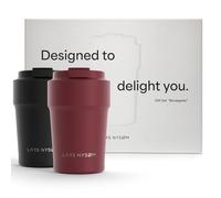 LARS NYSØM Mug Isotherme pour Café ou Thé - Cadeau set de 2 x 380ml Tasses thermiques pour le café et thé à emporter - Le set de mugs dans une boîte cadeau attrayante (Red/Black, 380ml) (Red/Black)