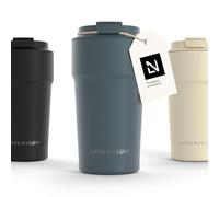 LARS NYSØM Thermo Coffee Mug-to-go 500ml | Tasse de voyage 0.5 litre avec isolation | Tasse thermique étanche en acier inoxydable pour le café et le thé (Stone Blue, 500ml)