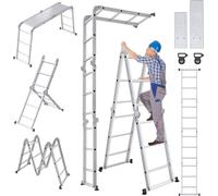 LARS360 340cm échelle échelle polyvalente échelle pliante échelle articulée avec plateforme 4x3 marches échelle en aluminium échelle multifonctionnelle 6 en 1 150KG