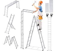LARS360 470cm échelle échelle polyvalente échelle pliante échelle articulée avec plateforme 4x4 marches échelle en aluminium échelle multifonctionnelle 6 en 1 150KG