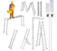 LARS360 550cm échelle échelle polyvalente échelle pliante échelle articulée avec plateforme 4x5 marches échelle en aluminium échelle multifonctionnelle 6 en 1 150KG