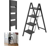 LARS360 Alu Escabeau 4 marches Escabeau pliant Tabouret antidérapant Escabeau à marches Escabeau multi-usages Escabeau pliant Escabeau à marches jusqu'à 250 kg