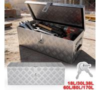 LARS360 Argent 51,5 × 15,5 × 21,5 cm Boîte de transport en aluminium env. 18 L, boîte en aluminium verrouillable, caisse à outils résistante aux intempéries avec poignées de sécurité, 2 clés incluses