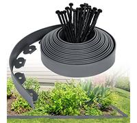LARS360 Bordure de pelouse Flexible en Plastique avec 60 Chevilles de sécurité pour l'ancrage, Longueur 20 m Hauteur 5 cm, pavés de Bord de Tonte, Gris Clair