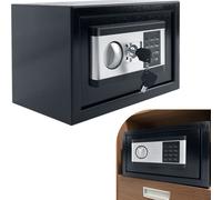 LARS360 Coffre-fort électronique Petit coffre-fort de meubles en acier ferreux à l'épreuve des murs avec mot de passe numérique & 2 clés de sécurité, étanche et ignifuge pour maison bureau hôtel, noir