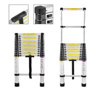 LARS360 Echelle télescopique 3.8M Echelle multifonctionnelle Echelle d'appui Echelle multi-usage Echelle extensible 13 marches Escabeau en aluminium de qualité supérieure Capacité de charge 150KG