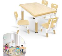 LARS360 Ensemble de sièges pour enfants Réglable en hauteur Table pour enfants avec 4 chaises Ensemble de chaises pour chambre d'enfants/écoles maternelles Meubles pour enfants en plastique Couleur bo