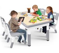 LARS360 Ensemble de sièges pour enfants Réglable en hauteur Table pour enfants avec 4 chaises Set de chaises pour chambre d'enfants/écoles maternelles