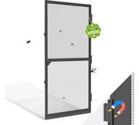 LARS360 Noir Porte moustiquaire Porte moustiquaire 120 x 240 cm Cadre en aluminium Grille Moustiquaire Filet anti-moustiques Fermeture magnétique Lamelles Porte-fenêtre Moustiquaire Porte-fenêtre