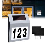 LARS360 Numéro de maison LED solaire en acier inoxydable - Applique murale d'extérieur - 2 LED avec interrupteur crépusculaire