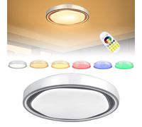 LARS360 Plafonnier LED Dimmable RGB Changement de Couleur 60W Plafonnier Étanche Télécommande Applique Murale IP44 Étanche pour Salon Chambre Bureau Cuisine Entrée