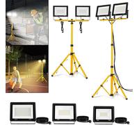 LARS360 Projecteur de travail à LED 2×200W 16000LM blanc chaud Projecteur de chantier Floodlight avec trépied & câble 3M, IP66 résistant aux intempéries