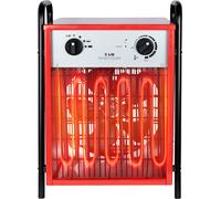 LARS360 Radiateur soufflant Chauffage électrique 9KW 400V avec boîtier rouge, chauffage de chantier radiant Appareil de chauffage soufflant avec thermostat & 4 niveaux de chauffage