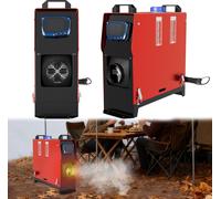 LARS360 Rouge 8 kW 12 V Chauffage diesel à ventilateur, chauffage diesel avec écran LCD et télécommande – Appareil de chauffage polyvalent pour atelier, entrepôt, étable, camping