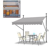 LARS360 Store Balcon sans Percage Store Banne avec manivelle pour Balcon, Réglable en hauteur, étanche, Résistant aux UV, pour Balcon Jardin Terrasse (250 x 120 cm, Gris)